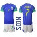 Tanie Strój piłkarski Brazylia Lucas Paqueta #7 Koszulka Wyjazdowej dla dziecięce MŚ 2022 Krótkie Rękawy (+ szorty)